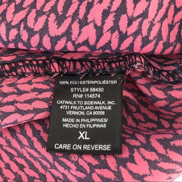 Pleione Pink Knit Print V Neck Blouse - Picture 4 of 6